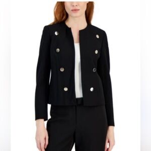 New Anne Klein Black Double-Breasted Jacket Blazer